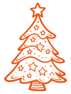 dessin
sapin de noël décoré avec des étoiles