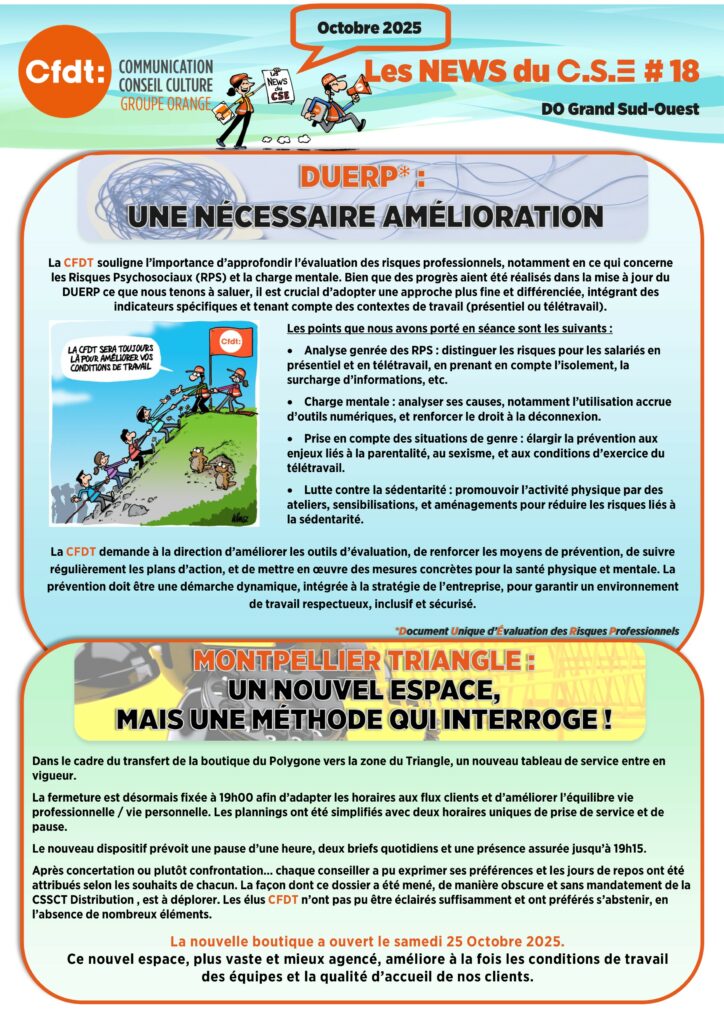 Les news du CSE DOGSO 18 P1
